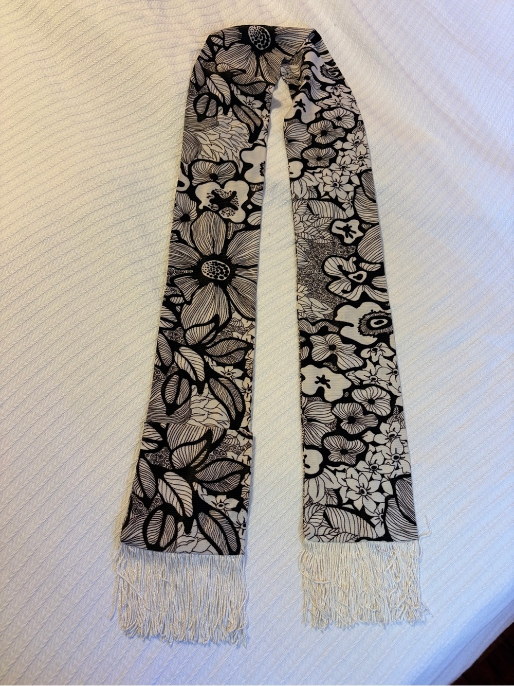 Black and Cream Floral Scarf - Women's Accessory